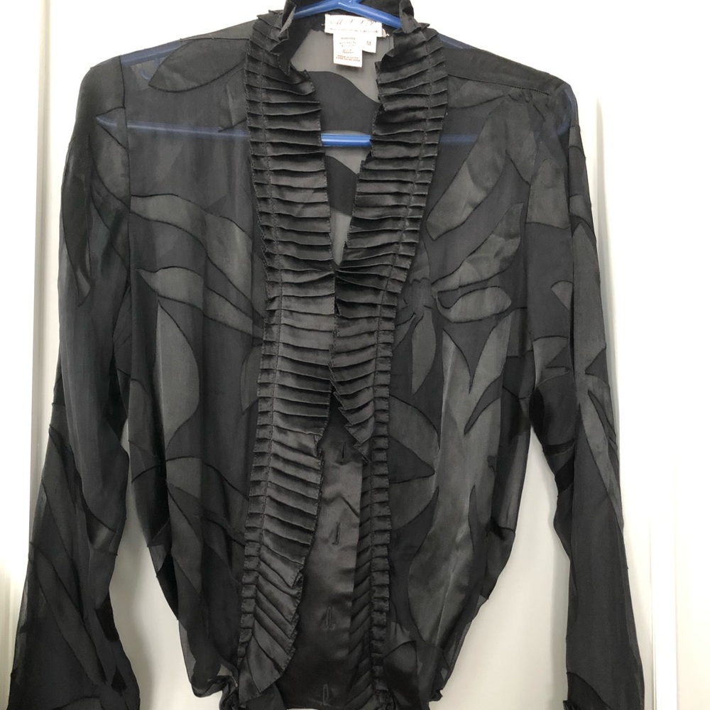 Stunning Max Studio black sheer cocktail blouse.